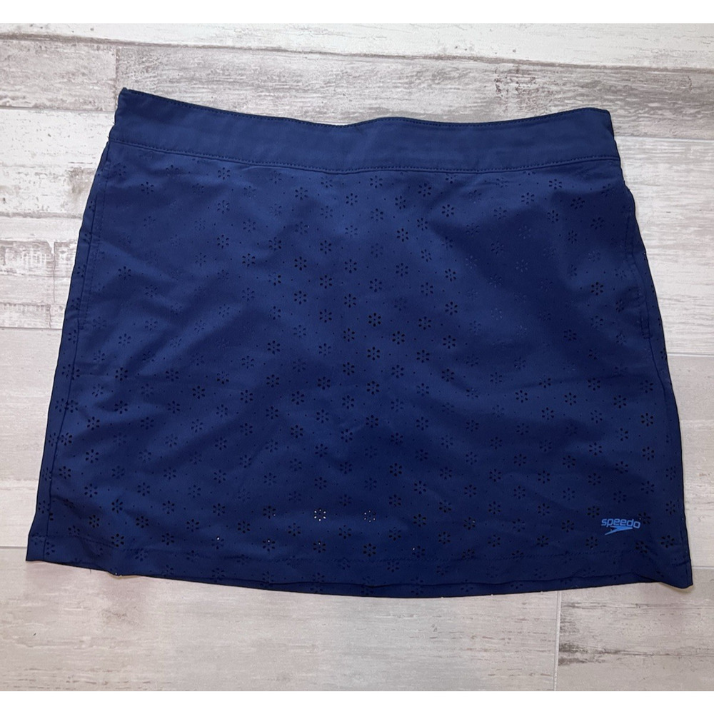 SPEEDO (L) Womens SKORT-Navy Blue-Eyelet-Tennis-Golf-Pickleball-Athleisure-EUC‎